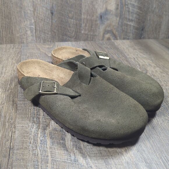 Birkenstock Boston Green Thyme Suede Clog Women's Size EU 40 US 9 Soft Footbed - Picture 1 of 12
